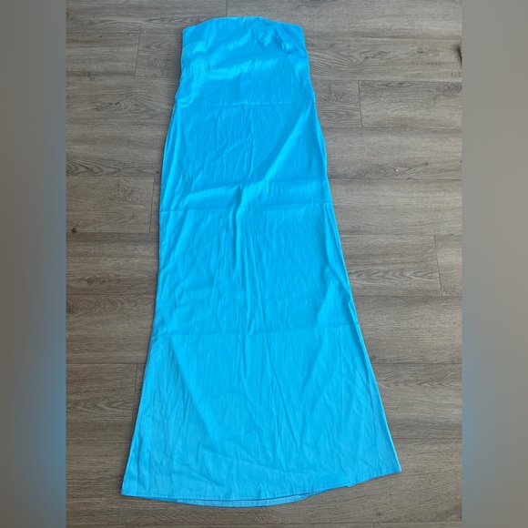 Blue Strapless Maxi Dress - Picture 2 of 4